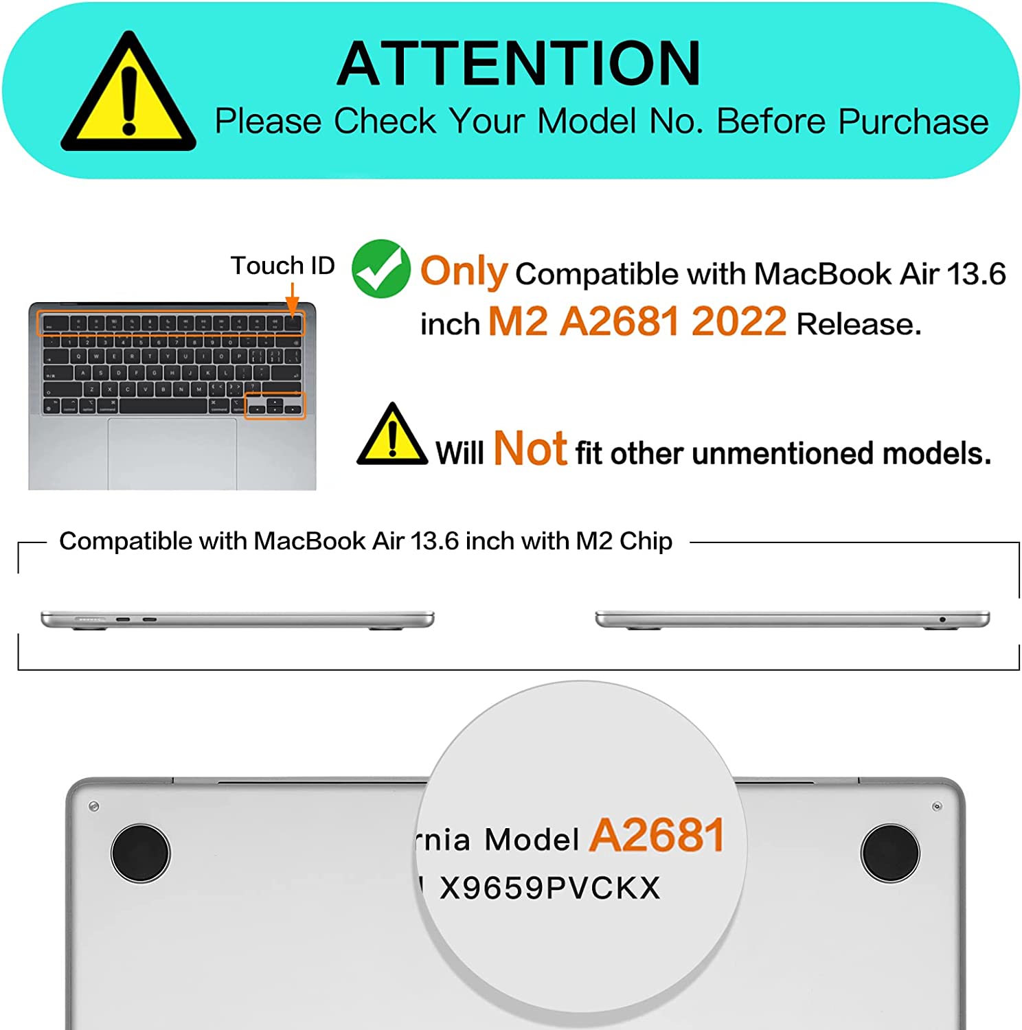 Pantalla completa original para MacBook Air 13,6” (M2, 2022) A2681 — Plata / Gris espacial